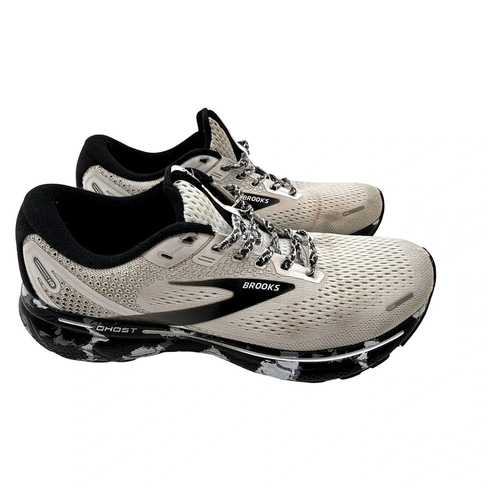 Brooks Ghost 14 Running Shoes Womens 10 Oyster Black Good Marbled Midsole